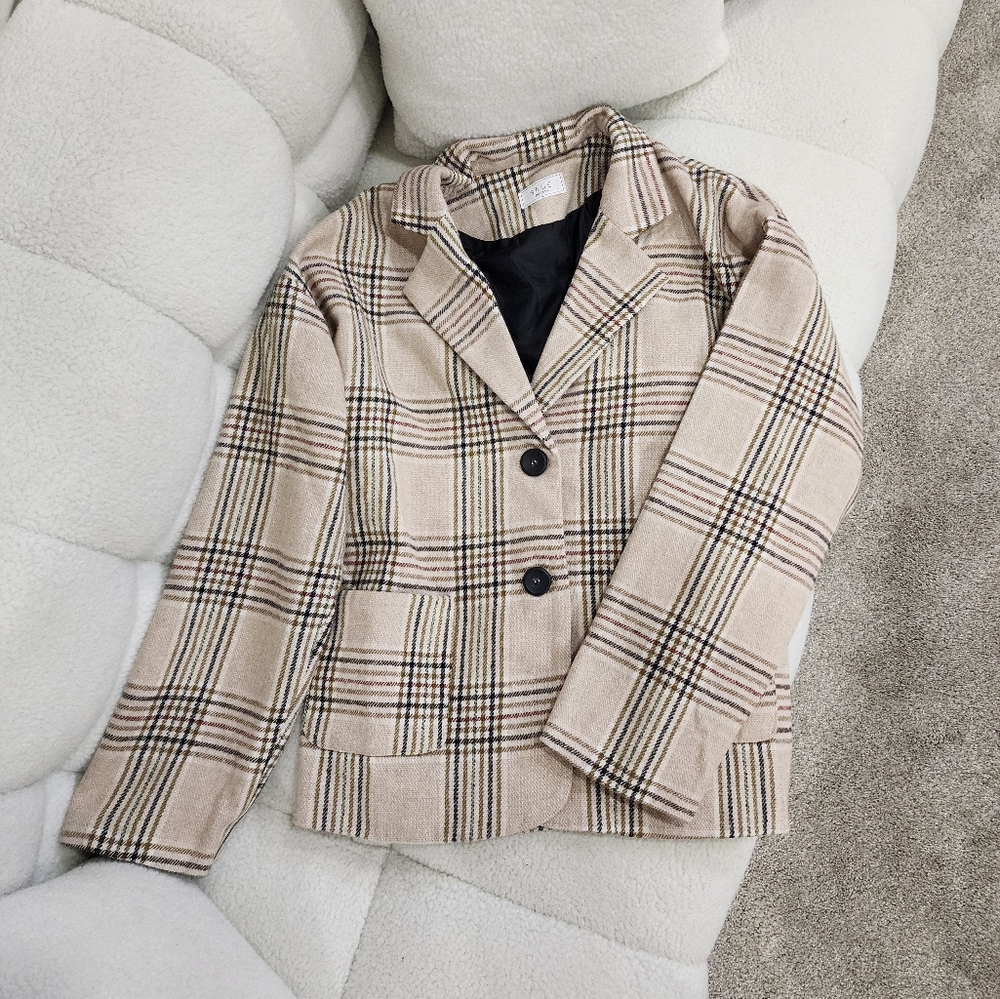 Sage the Label Wool Blend Plaid Blazer